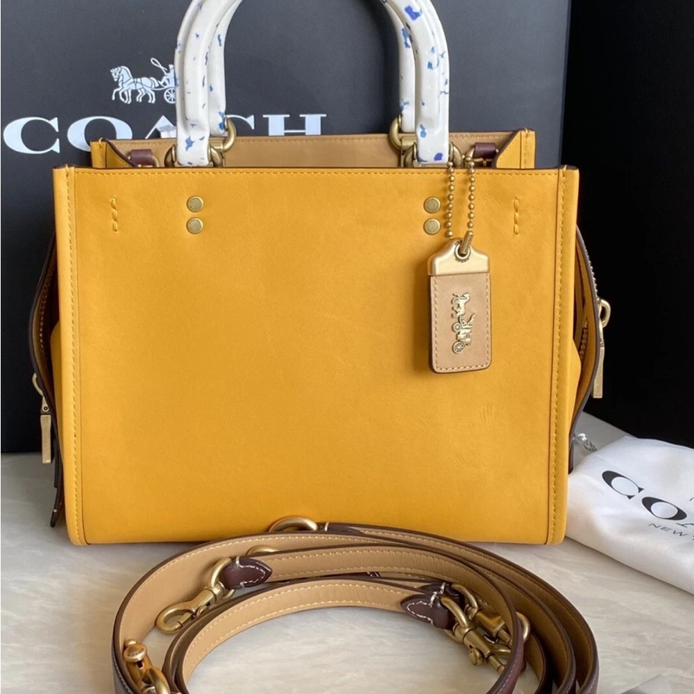 Coach rogue 25 Buttercup Leather Satchel with recycled Top Handles